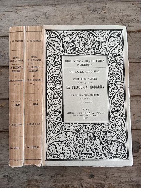 Storia della filosofia. La filosofia moderna II. L'età dell'Illuminismo (vol. I e II) - Guido De Ruggiero - copertina