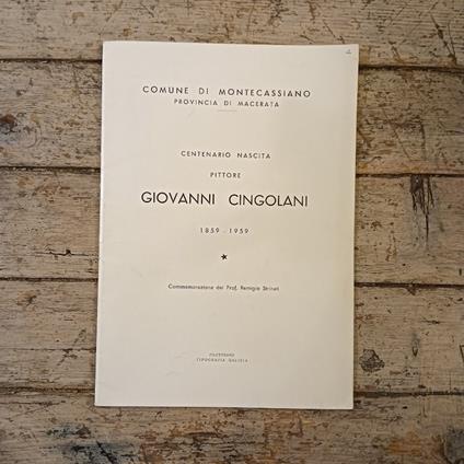 Centenario nascita pittore Giovanni Cingolani - Remigio Strinati - copertina