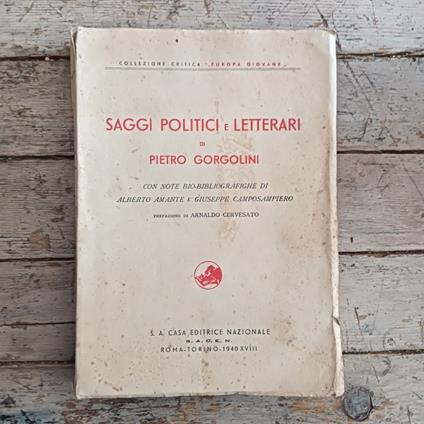 Saggi politici e letterari - Pietro Gorgolini - copertina