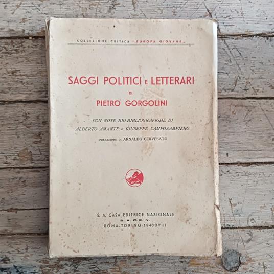 Saggi politici e letterari - Pietro Gorgolini - copertina