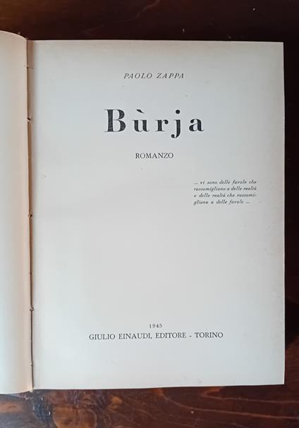Bùrja - Paolo Zappa - copertina