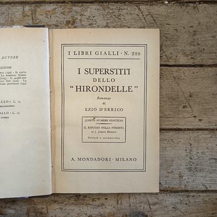 I superstiti dello "Hirondelle" - Ezio D'Errico - copertina