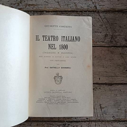 Il teatro italiano nel 1800 (indagini e ricordi) - Giuseppe Costetti - copertina