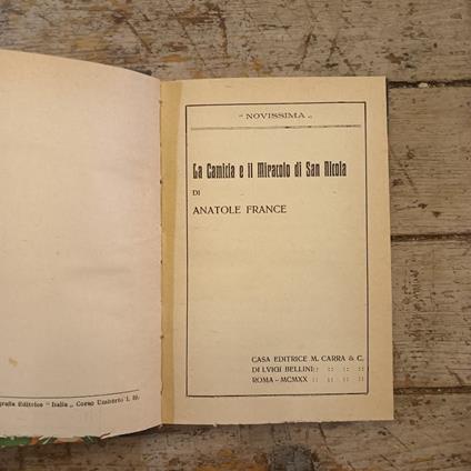 La camicia e Il miracolo di San Nicola - Anatole France - copertina
