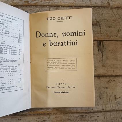 Donne, uomini e burattini - Ugo Ojetti - copertina