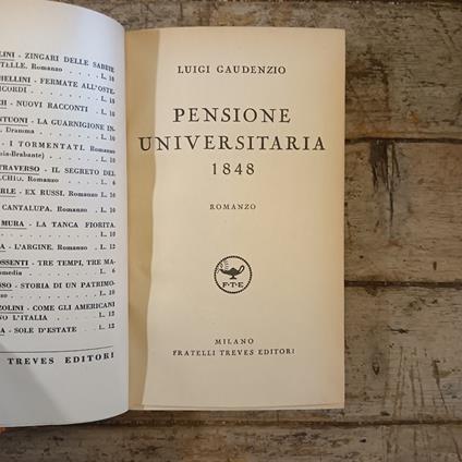 Pensione universitaria 1848 - Luigi Gaudenzio - copertina