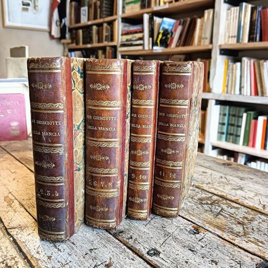 L' ingegnoso cittadino Don Chisciotte della Mancia, traduzione nuovissima procurata dal chiarissimo signore Bartolomeo Gamba (rilegato in 4 voll.) - Miguel de Cervantes - copertina