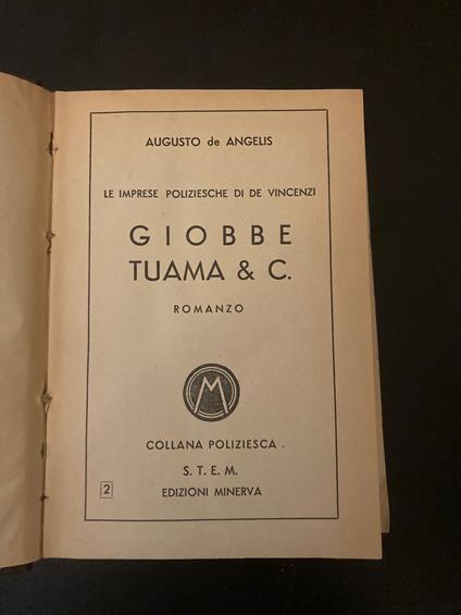 Le imprese poliziesche di De Vincenzi : Giobbe Tuama & C - Augusto De Angelis - copertina