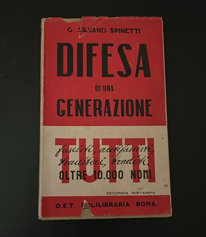Difesa di una generazione - G. Silvano Spinetti - copertina
