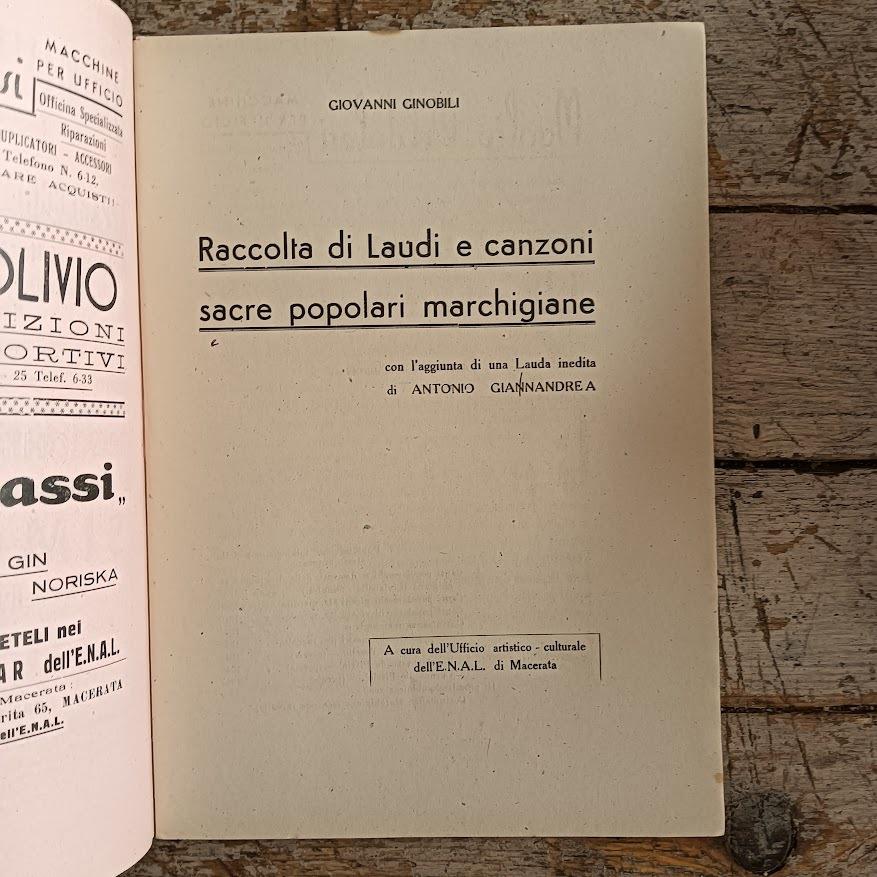Raccolta di Laudi e canzoni sacre popolari marchigiane