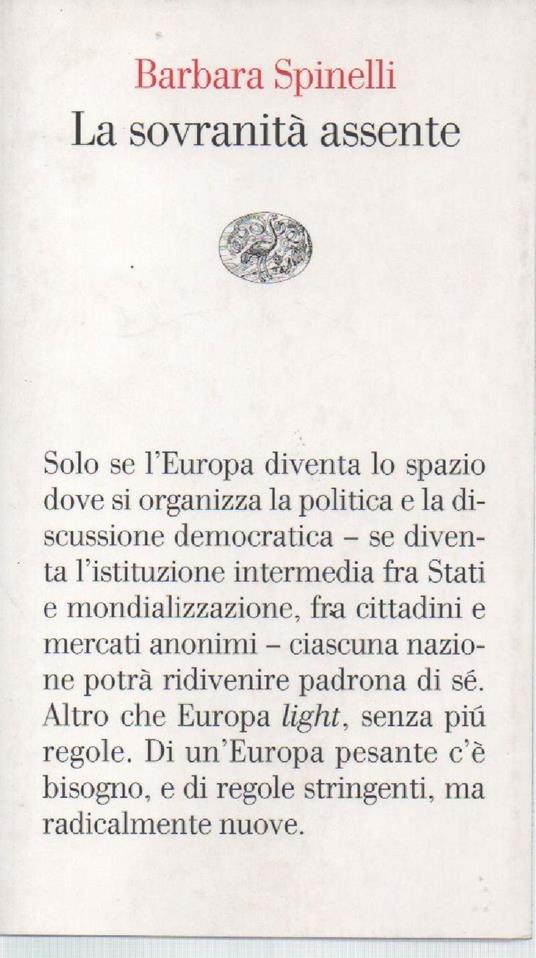 La Sovranita Assente - Barbara Spinelli - copertina