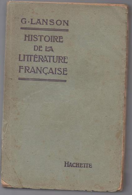 Histoire de la littérature française - Gustave Lanson - copertina