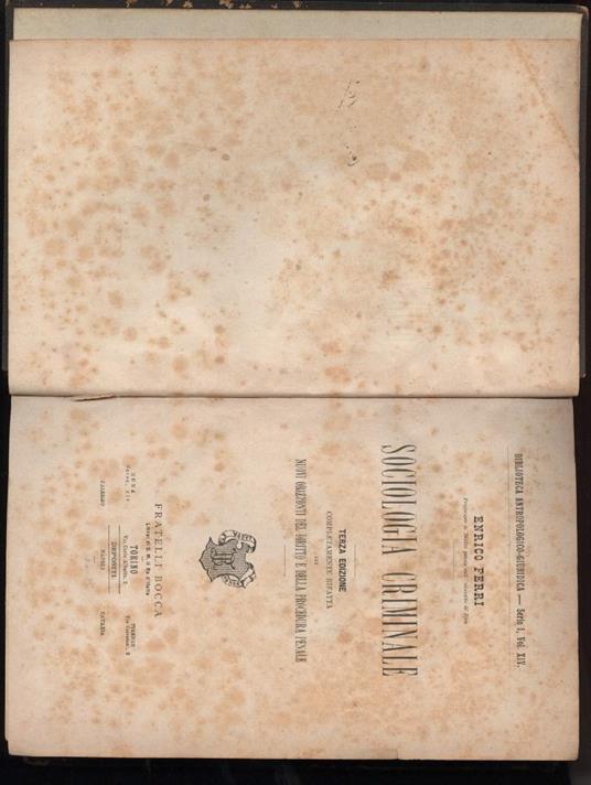 Sociologia Criminale(Fine 1800) - Enrico Ferri - copertina