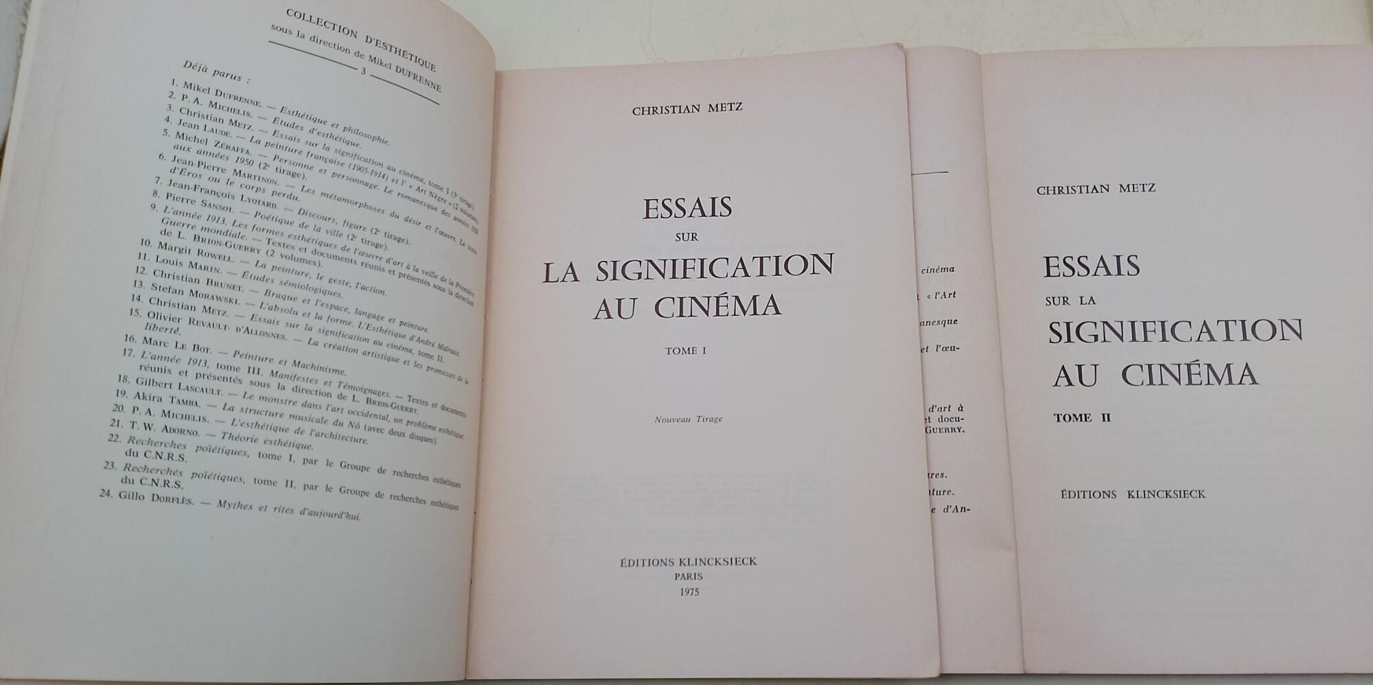 Essais sur la signification au cinema- 2 tomi