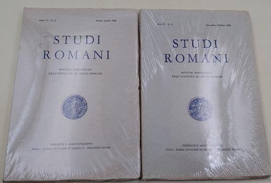 Studi Romani- rivista bimestrale dell'Istituto di Studi Romani- Anno X, 2 voll. 1962 - copertina