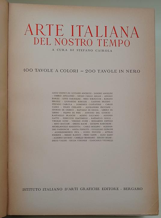 Arte Italiana del nostro tempo - Stefano Cairola - copertina