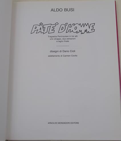 Pate' d'Homme- Tragoedia peninsulare in tre atti, uno strappo, due estrazioni e taglio finale - Aldo Busi - copertina