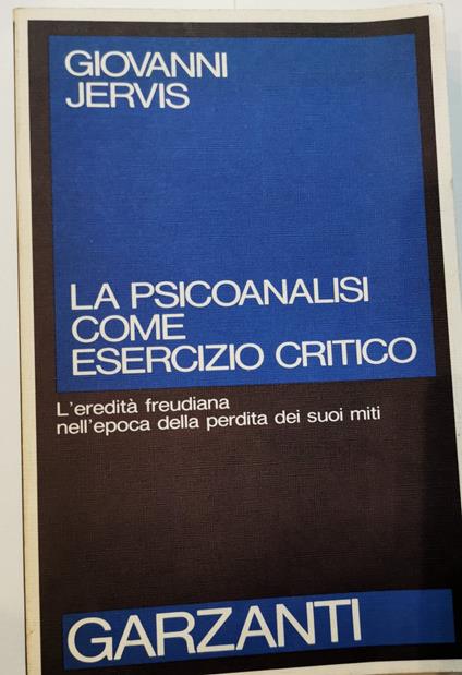 psicoanalisi come esercizio critico - Giovanni Jervis - copertina