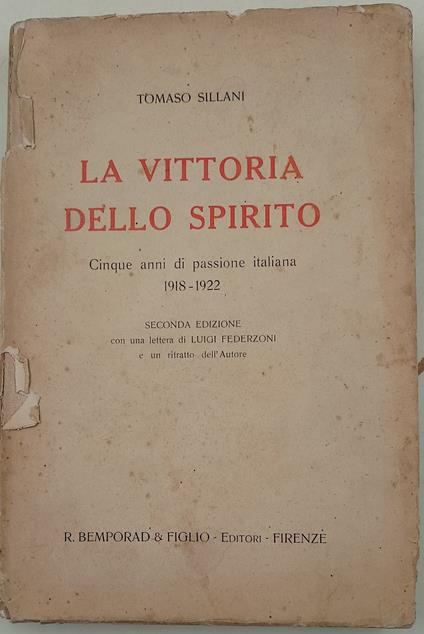 vittoria dello spirito-cinque anni di passione italiana 1918-1922 - Nicola Sinopoli - copertina