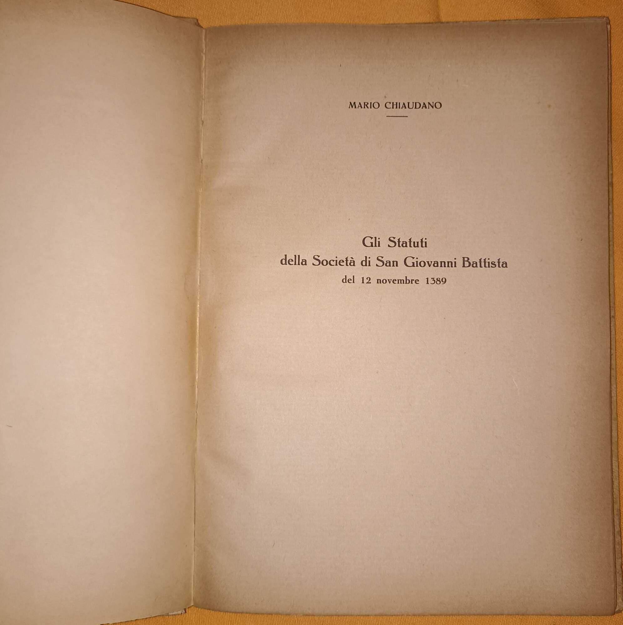 Gli Statuti della Società di S. Giovanni Battista di Torino del 12 novembre 1389