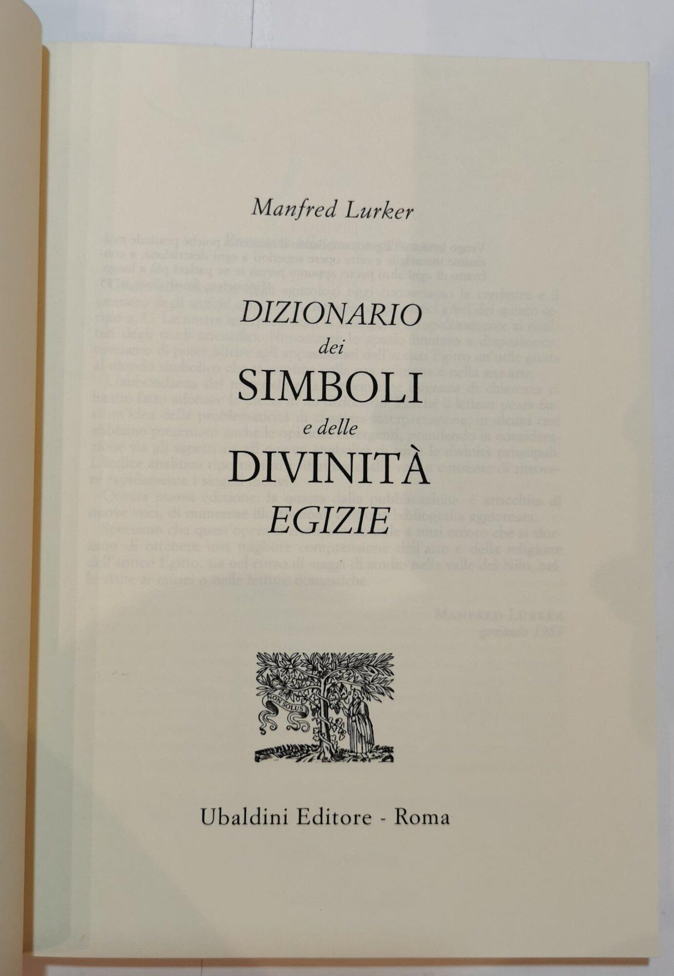 Dizionario dei simboli e delle divinita' egizie