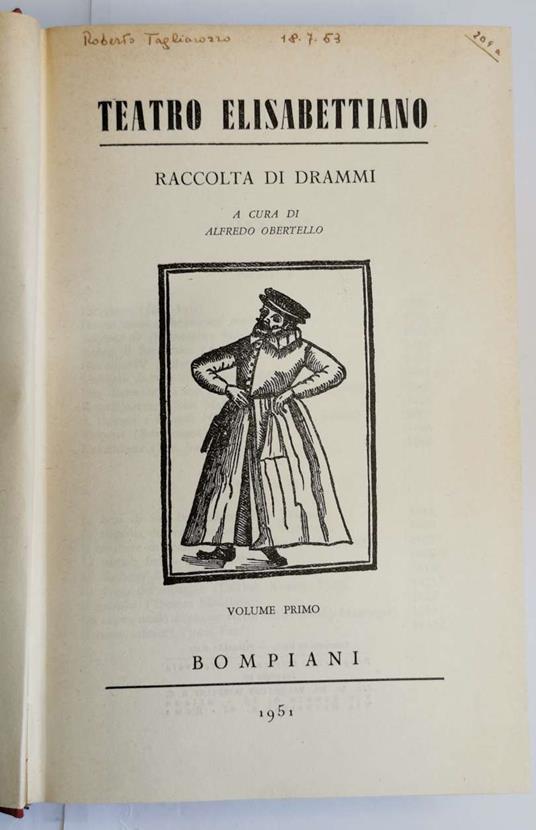 Teatro Elisabettiano - Raccolta di drammi - 2 Voll - Alfredo Orbetello - copertina