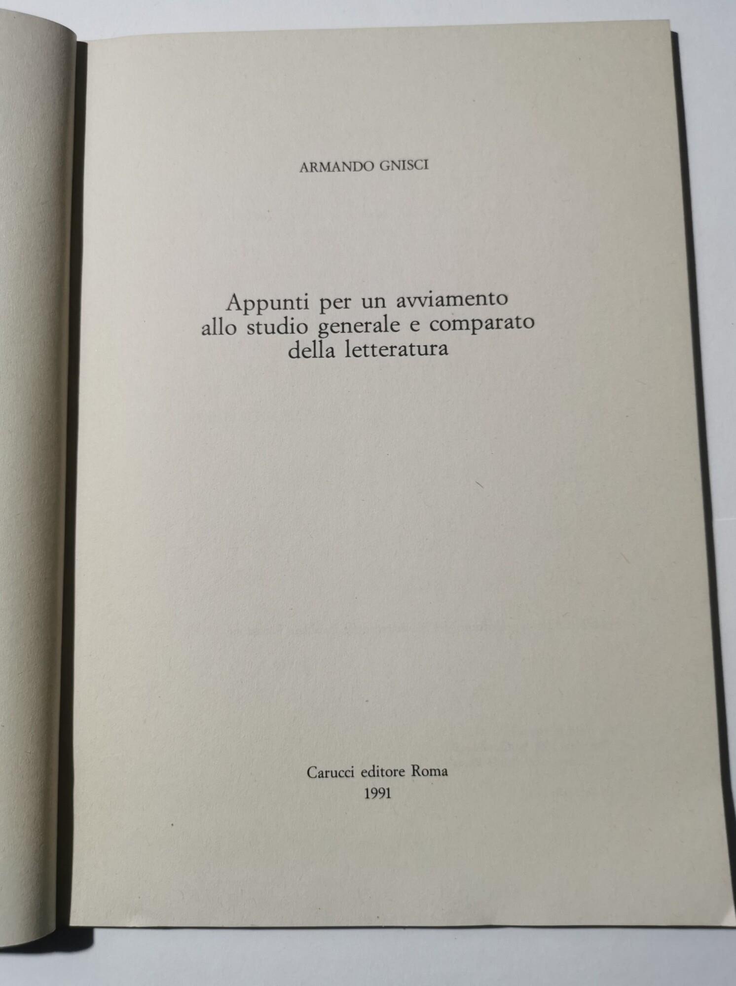 Appunti per un avviamento allo studio generale e comparato della letteratura