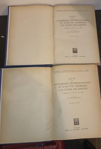 Atti del congresso internazionale di diritto romano e di storia del diritto Vol. I e Vol. IV - Guiscardo Moschetti - copertina
