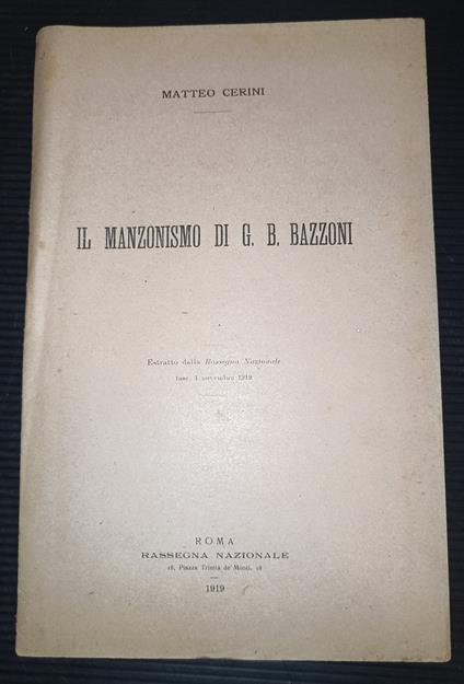 Il manzonismo di G. B. Bazzoni - copertina