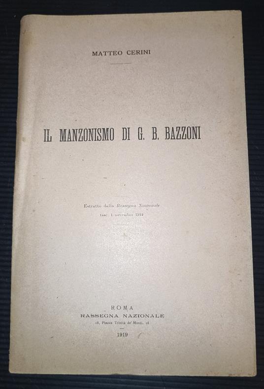 Il manzonismo di G. B. Bazzoni - copertina