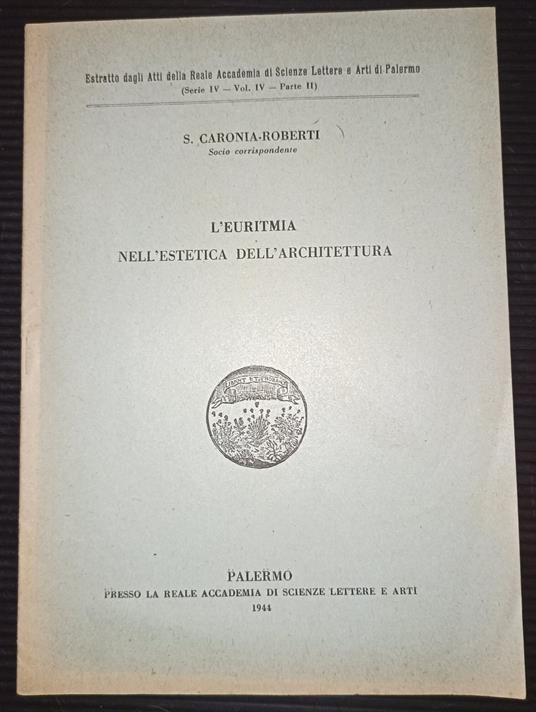 L' euritmia nell'estetica dell'architettura - copertina