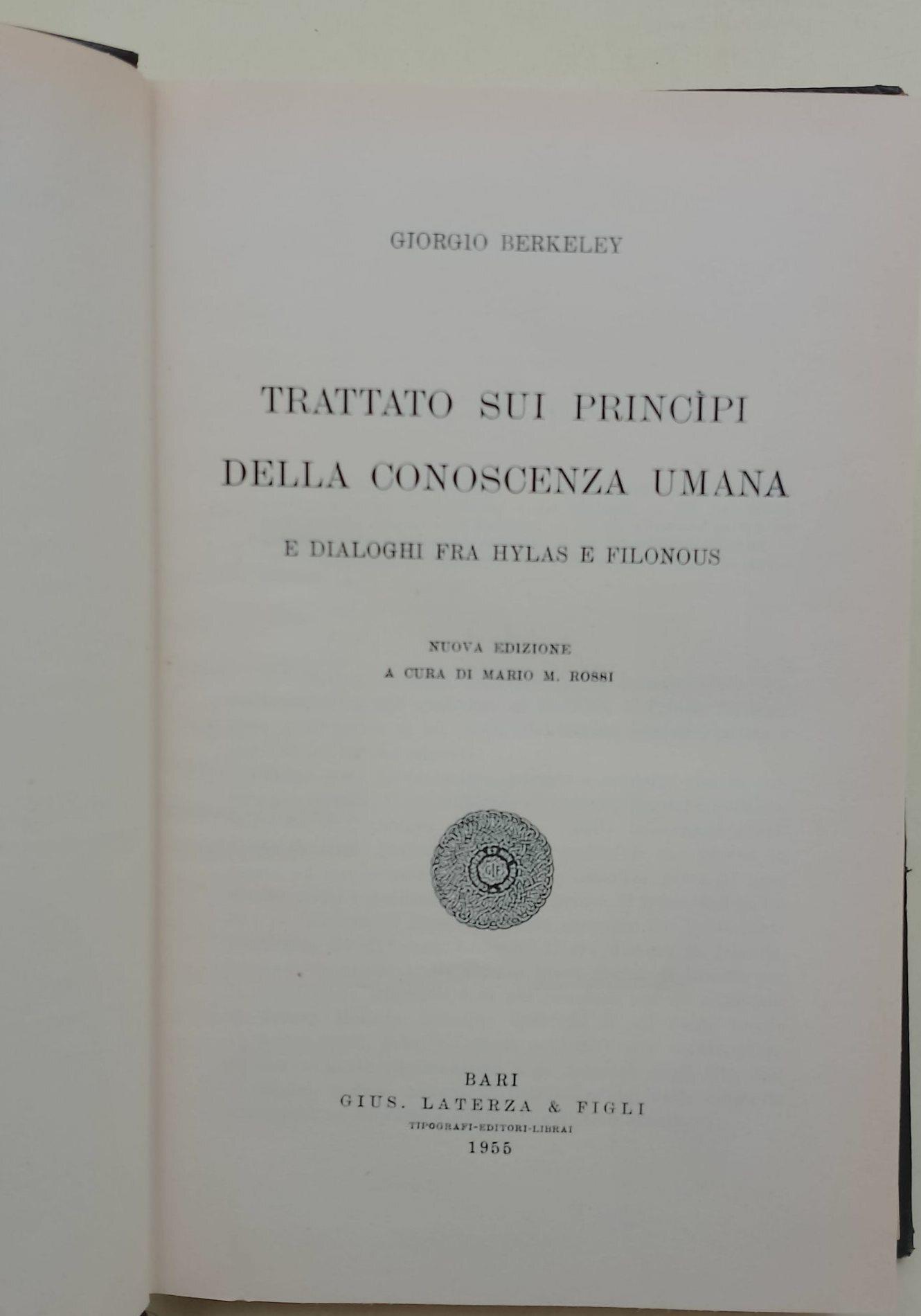 Trattato sui principi della conoscenza umana e dialoghi fra Hylas e Filonous