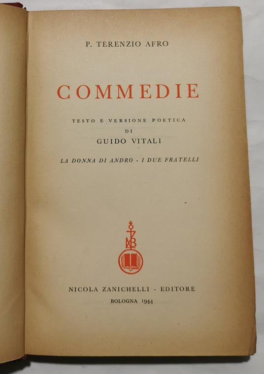 Commedie - P. Afro Terenzio - copertina