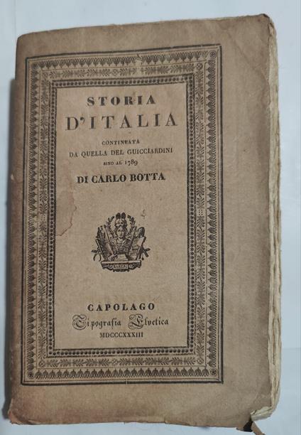 Storia d'Italia continuata su quella del Guicciardini sino al 1789- vol. V - Carlo Botta - copertina
