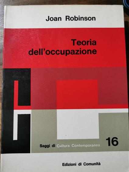 Teoria dell'occupazione - Joan Robinson - copertina