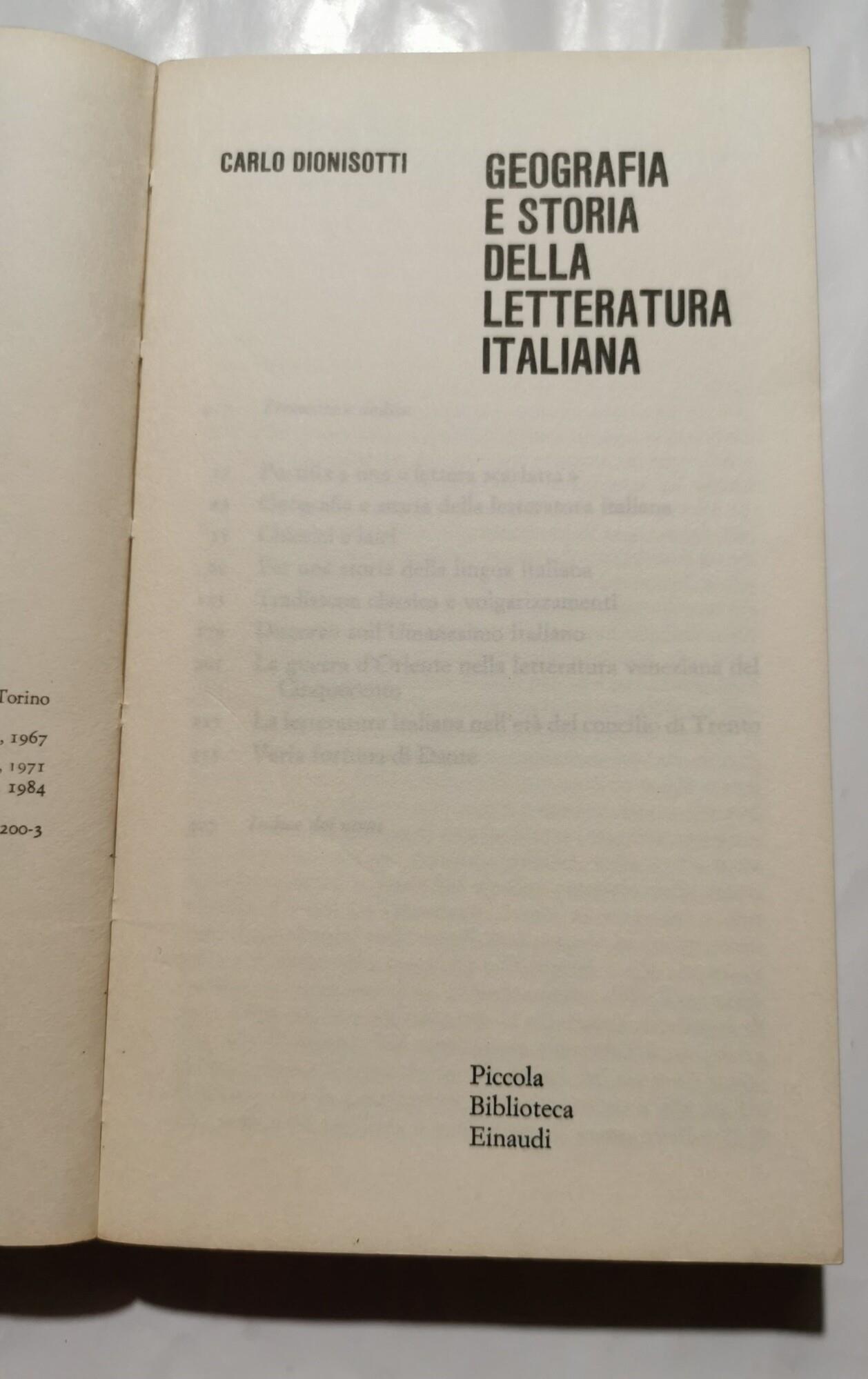 Geografia e Storia della Letteratura italiana