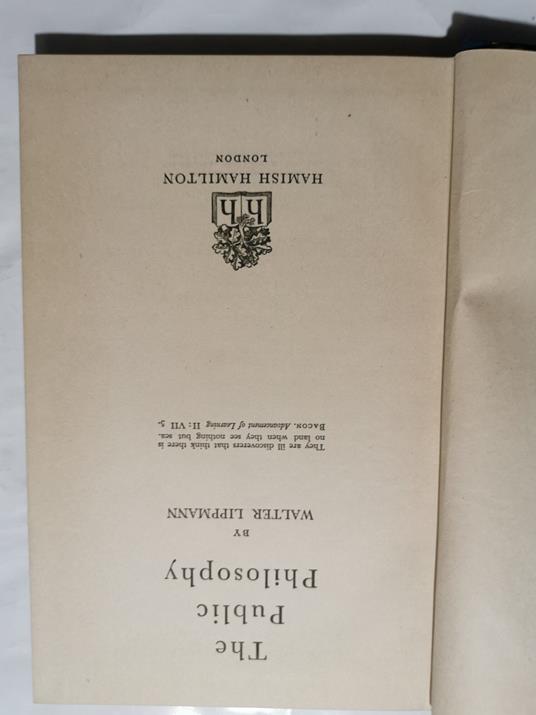 The Public Philosophy - Walter Lippmann - copertina