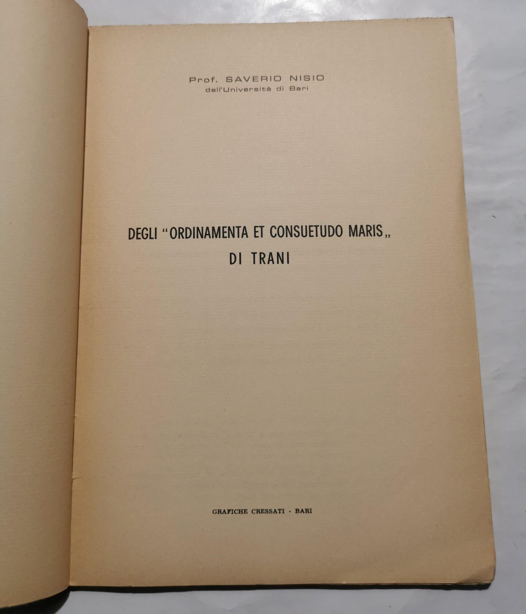 Degli " Ordinamenta et Consuetudo Maris " di Trani