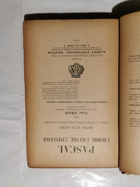 Pascal - L'homme, l'oeuvre, l'influence - Victor Giraud - copertina