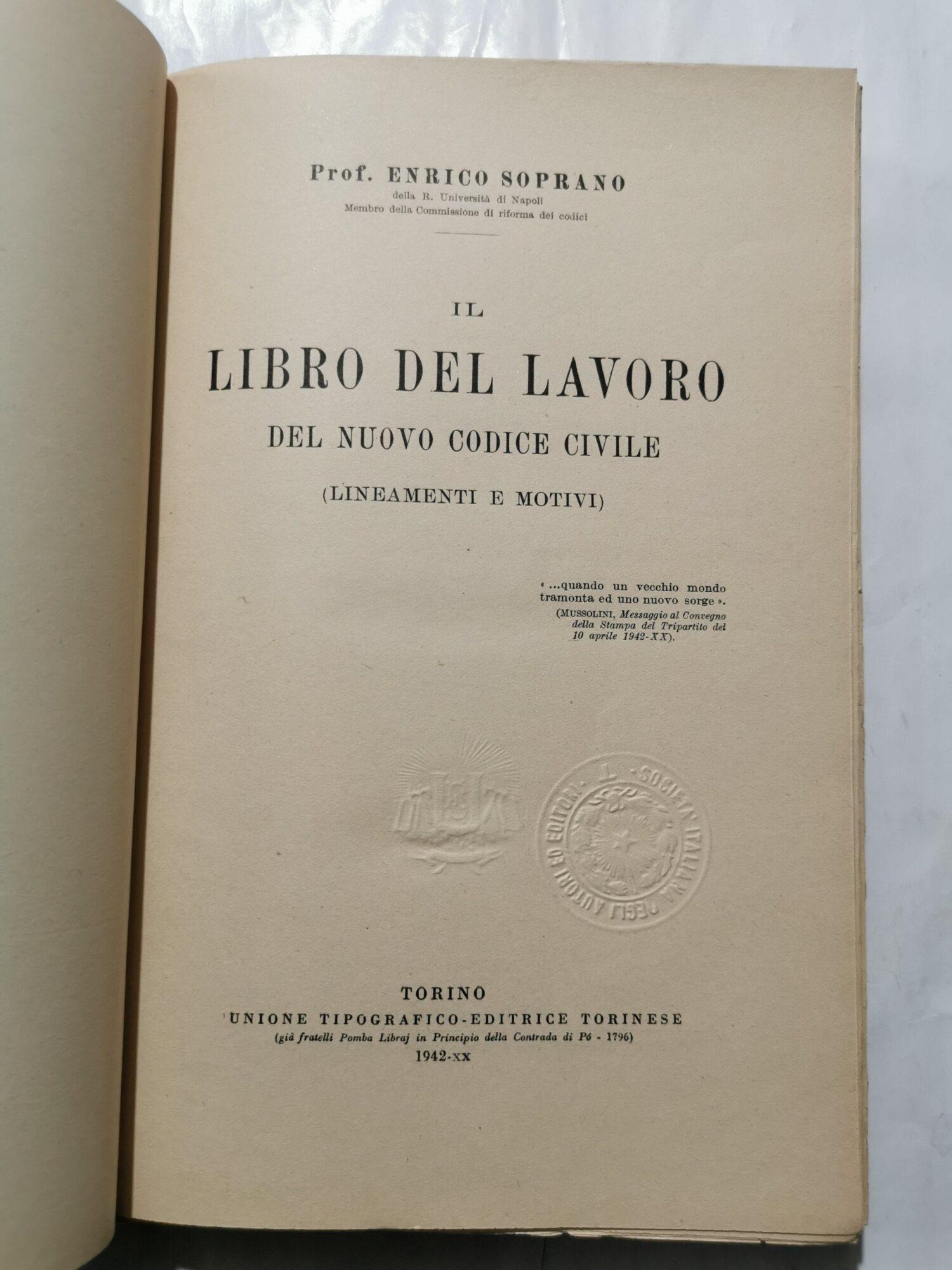 Il libro del lavoro - Del nuovo Codice Civile