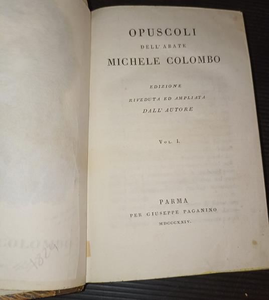 Opuscoli dell'abate Michele Colombo - Michele Colombo - copertina