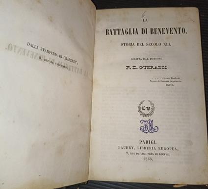 La battaglia di Benevento storia del secolo XIII - copertina