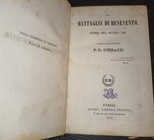 La battaglia di Benevento storia del secolo XIII - copertina