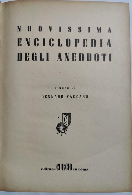 Nuovissima Enciclopedia degli Aneddoti - Gennaro Vaccaro - copertina