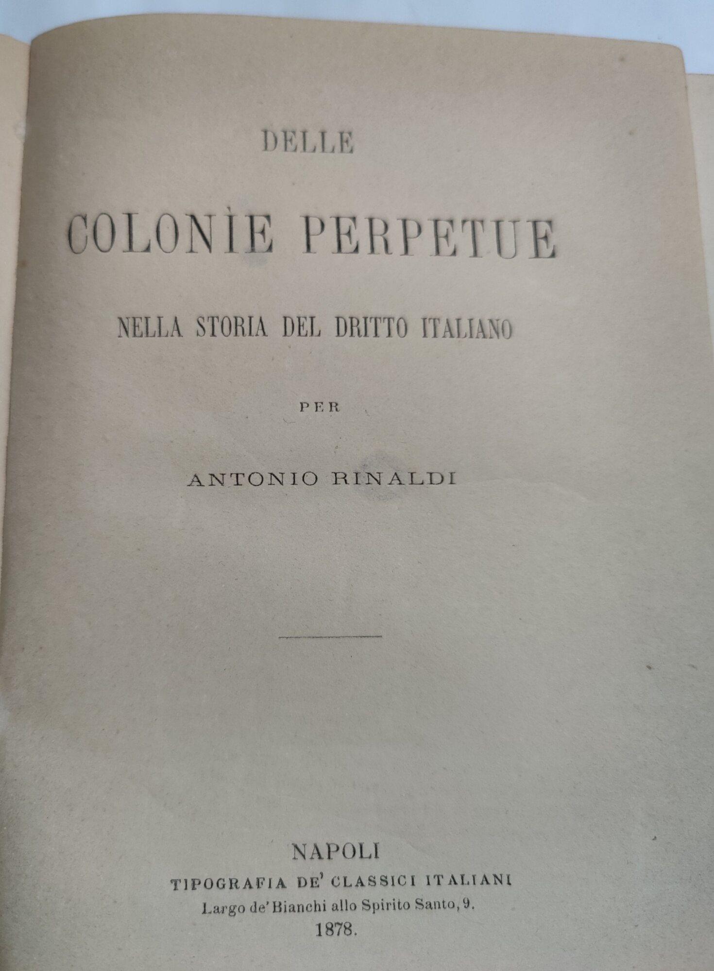 Storia della colonie perpetue nella storia del diritto italiano