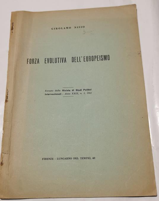 Forza evolutiva dell'europeismo - Girolamo Nisio - copertina