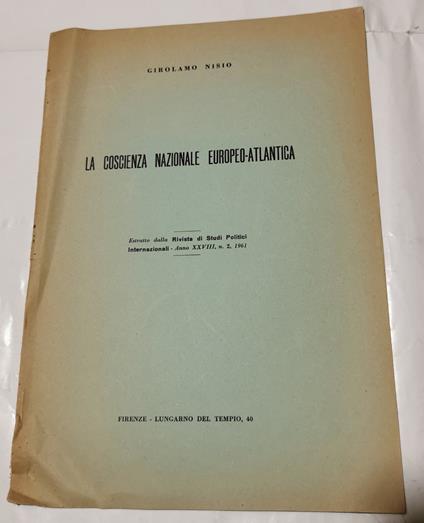 La coscienza nazionale europeo - atlantica - Girolamo Nisio - copertina