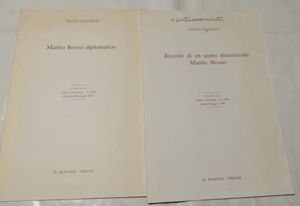Manlio Brosio diplomatico - Ricordo di un uomo dimenticato: Manlio Brosio - 2 fascicoli - Fausto Bacchetti - copertina