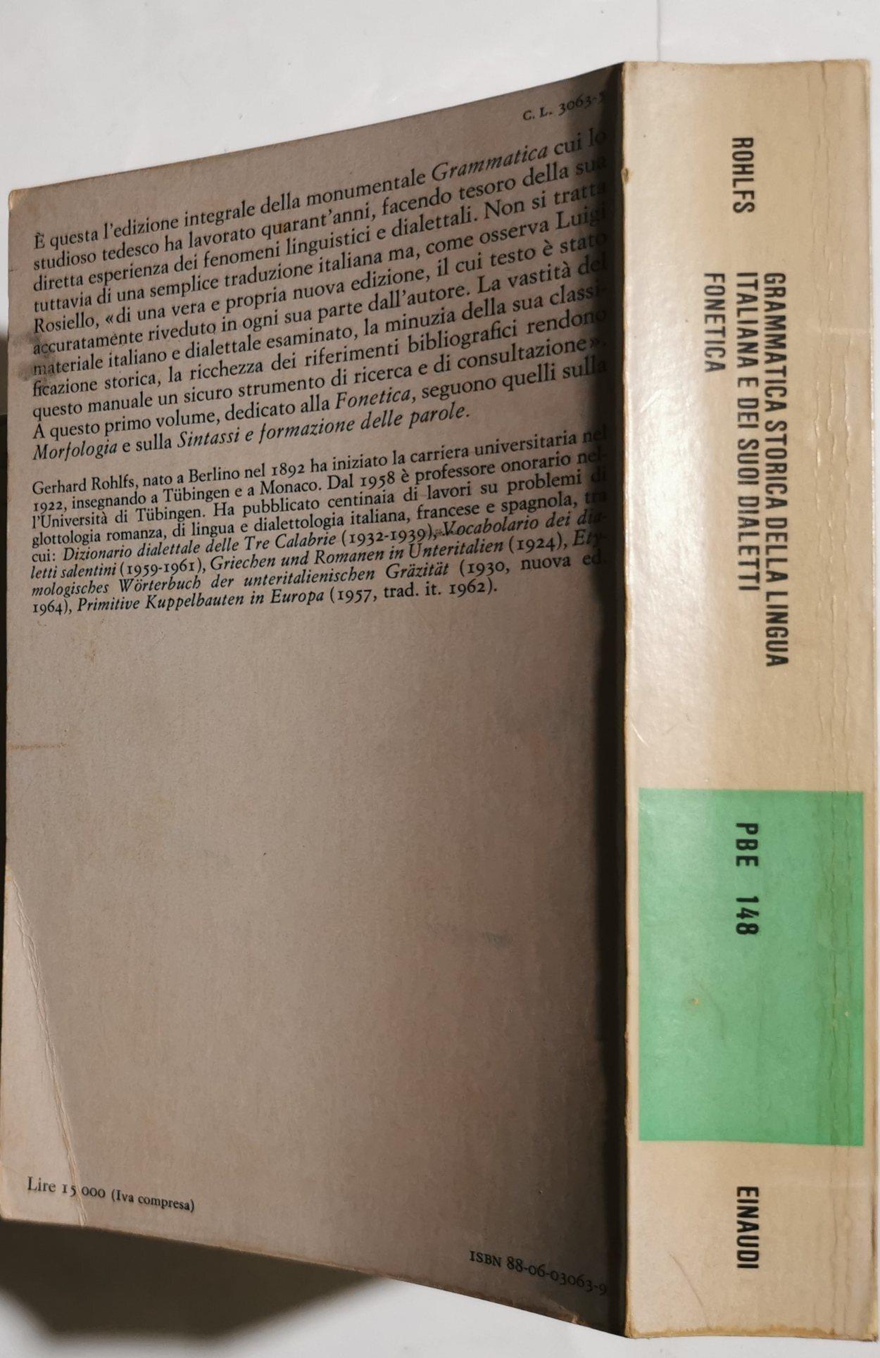 Grammatica storica della lingua italiana e dei suoi dialetti - Fonetica