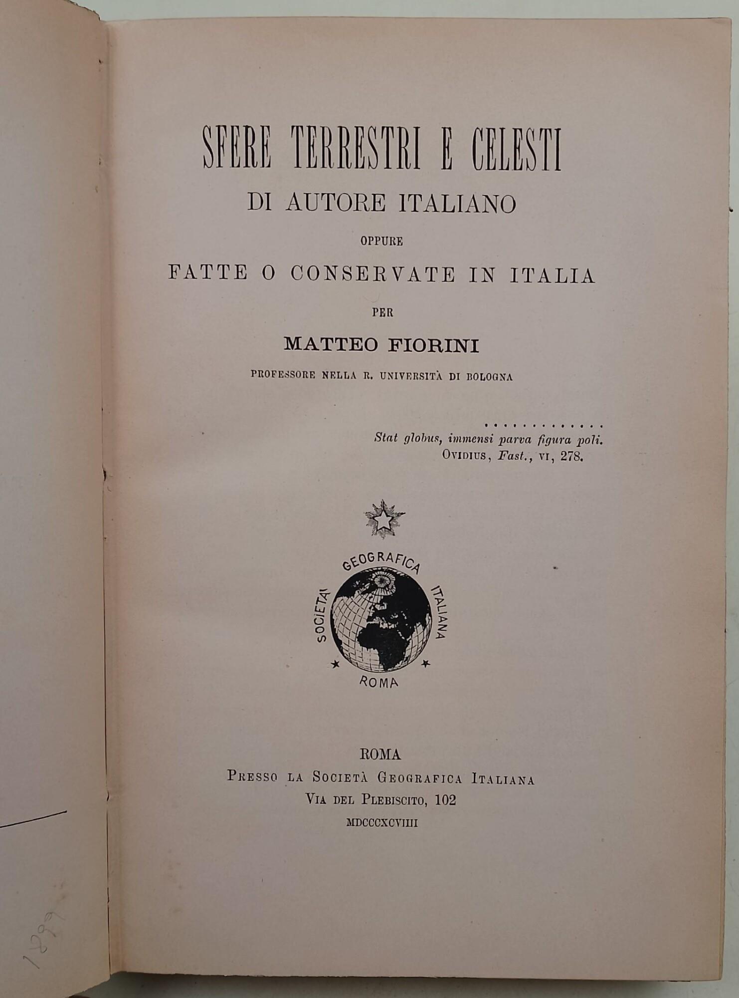 Sfere terrrestri e celesti di autore italiano oppure fatte o conservate in Italia